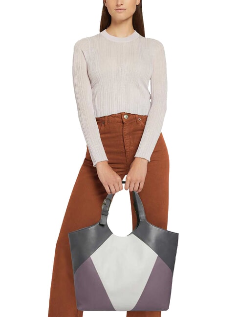 FLOW Bedruckte Umhängetasche aus Leder Marshmallow+Aura+Erde - Damentaschen