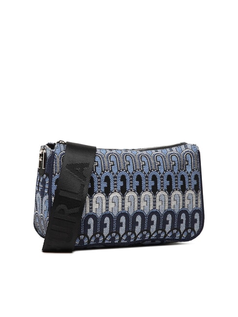 MOON Mini-Tasche aus Jacquard-Stoff Jeansblau + Schwarztöne - Damentaschen