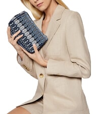 FURLA MOON Mini-Tasche aus Jacquard-Stoff Jeansblau + Schwarztöne - Damentaschen - 6