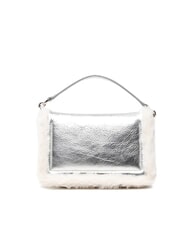 FURLA 1927 SOFT Mini-Handtasche mit Schultergurt weiße Baumwolle + Farbe Silber + Schwarz - Damentaschen - 5