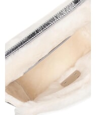 FURLA 1927 SOFT Mini-Handtasche mit Schultergurt weiße Baumwolle + Farbe Silber + Schwarz - Damentaschen - 6