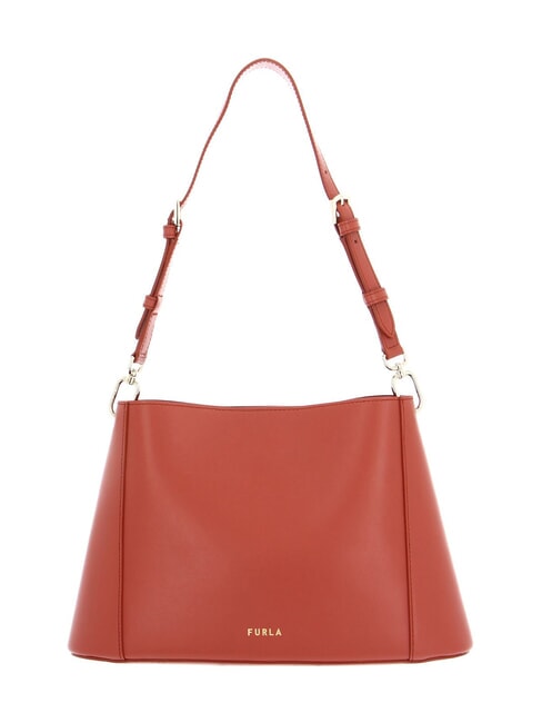 FLEUR Leder-Umhängetasche mit Schultergurt Zimt - Damentaschen