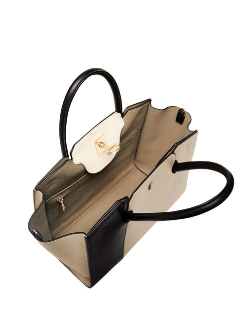 GENESI Lederhandtasche mit Schultergurt Vollmond+Schwarz - Damentaschen