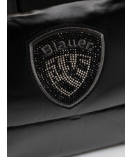 BLAUER PADDED NYLON Mittelgro&szlig;e Tragetasche mit Schultergurt SCHWARZ - Damentaschen - 3