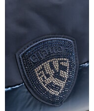 BLAUER PADDED NYLON Weiche Clutch mit Strass-Logo NAVY BLAU - Damentaschen - 3