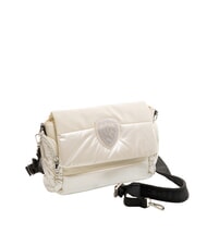 BLAUER PADDED NYLON Flauschige Umh&auml;ngetasche mit Strass-Logo - Damentaschen