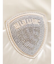 BLAUER PADDED NYLON Flauschige Umh&auml;ngetasche mit Strass-Logo Wei&szlig; - Damentaschen - 3