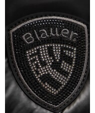 BLAUER PADDED NYLON Flauschige Umh&auml;ngetasche mit Strass-Logo SCHWARZ - Damentaschen - 3