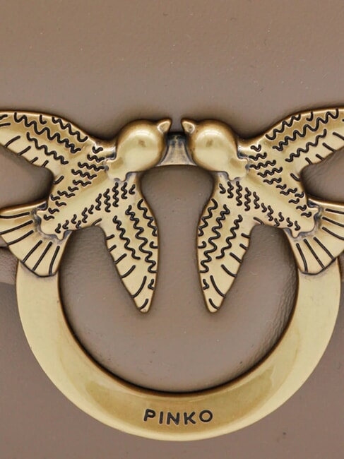 LOVE BOX Mini-Tasche aus Nappaleder mit Überschlag Ingwerkeks-Antikgold - Damentaschen