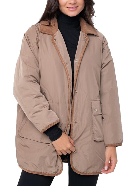 TH Wendbare mittellange Jacke klassisches Khaki - Damenjacken