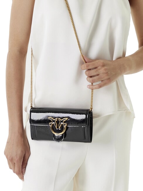 LOVE ONE Mini-Umhängetasche mit Glänzendem Muster schwarz-antikgold - Damentaschen