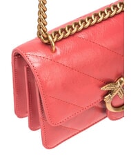 PINKO LOVE ONE MINI Mini-Tasche aus Spaltleder Koralle. würzig-antikes Gold - Damentaschen - 3