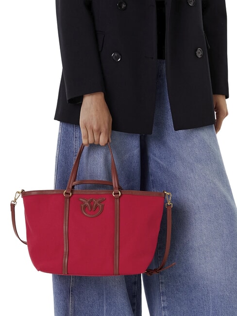 MIRANDA Einkaufstasche mit Schultergurt rot/Leder-Antikgold - Damentaschen