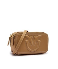 PINKO CARRIE Mini-Umhängetasche aus Leder Nougat-Antikgold - Damentaschen - 2