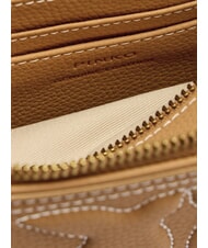 PINKO CARRIE Mini-Umhängetasche aus Leder Nougat-Antikgold - Damentaschen - 7