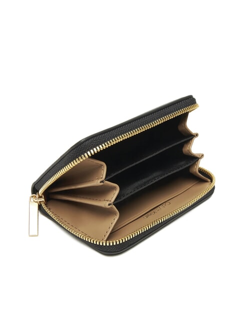 EMBOSSED LOGO Mittelgroße Geldbörse mit Rundum-Reißverschluss schwarz/geröstete Kokosnuss - Brieftaschen Damen