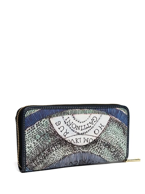 PLANETARIUM Großes Portemonnaie mit Rundum-Reißverschluss Aquamarin/Marineblau - Brieftaschen Damen