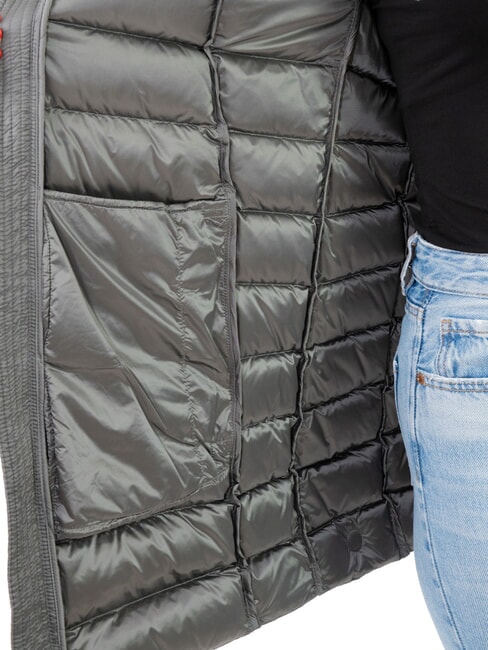 DELUXE Damen Daunenjacke mit Fellkapuze dunkler Stahl-dunkler Stahl - Daunenjacken für Damen