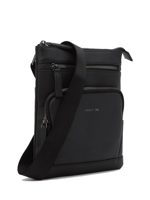 MADDOX Flache Ledertasche mit mehreren Taschen Schwarz - Umhängetaschen Herren