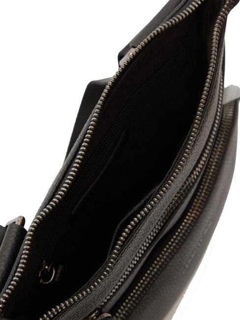 MADDOX Flache Ledertasche mit mehreren Taschen Schwarz - Umhängetaschen Herren