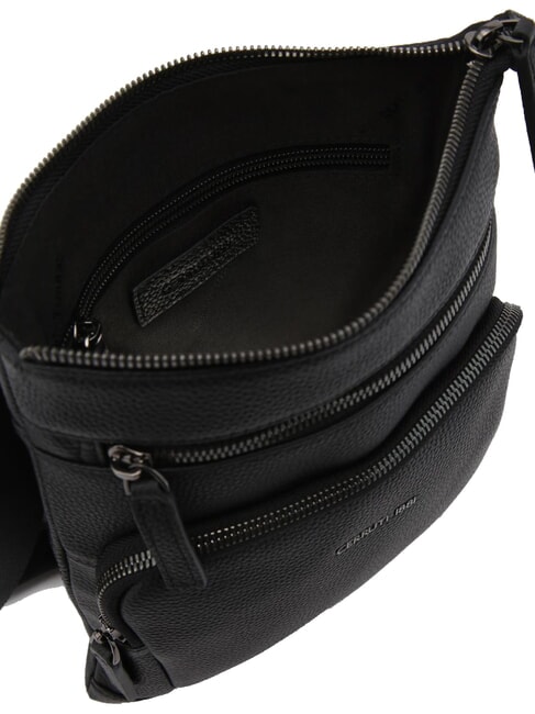 MADDOX Flache Ledertasche mit mehreren Taschen Schwarz - Umhängetaschen Herren