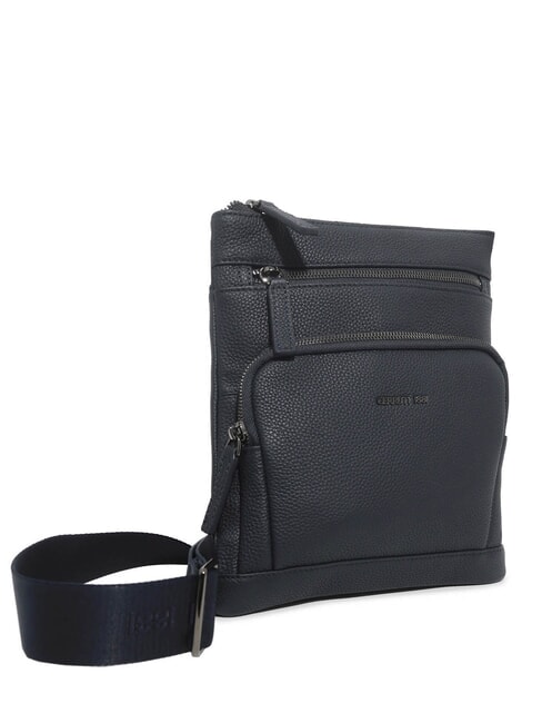 MADDOX Flache Ledertasche mit mehreren Taschen Blau - Umhängetaschen Herren