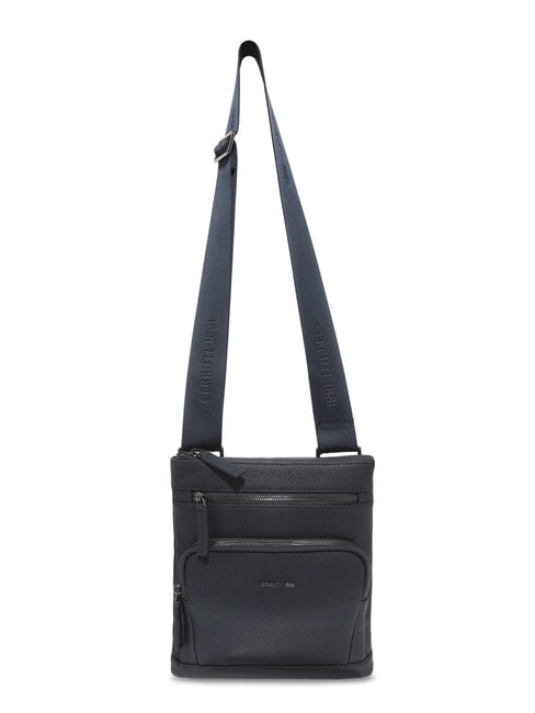 MADDOX Flache Ledertasche mit mehreren Taschen Blau - Umhängetaschen Herren