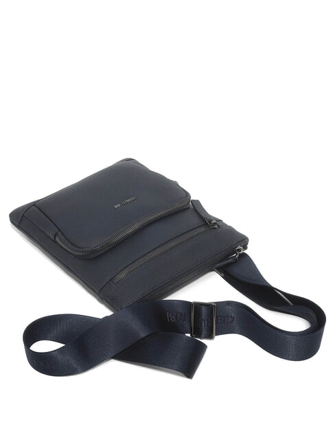 MADDOX Flache Ledertasche mit mehreren Taschen Blau - Umhängetaschen Herren