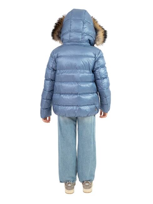 FRIENDLY Gl&auml;nzende Daunenjacke mit Kapuze Hydro-Dunkelstahl - Kinder Jacken