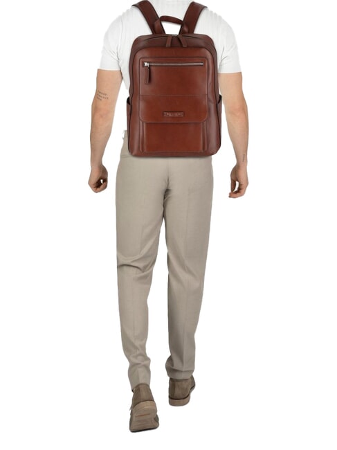 ALBERTO 13" Laptop-Rucksack aus Leder Braun / Palladium - PC-Rucksäcke
