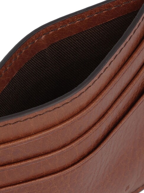 ETTORE Flaches Kartenetui aus Leder Braun / Ruthenium - Brieftaschen Herren