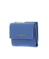 COCCINELLE METALLIC SOFT Portemonnaie aus genarbtem Leder Blau - Brieftaschen Damen - 4