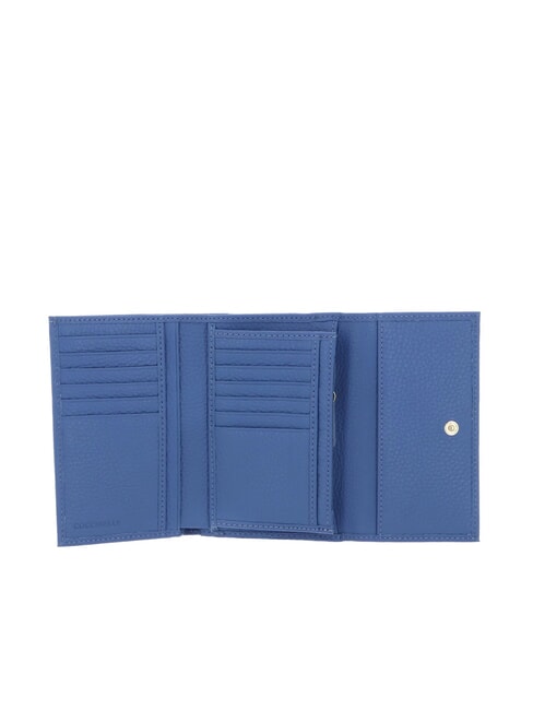 METALLIC SOFT Bifold-Brieftasche aus geh&auml;mmertem Leder Blau - Brieftaschen Damen