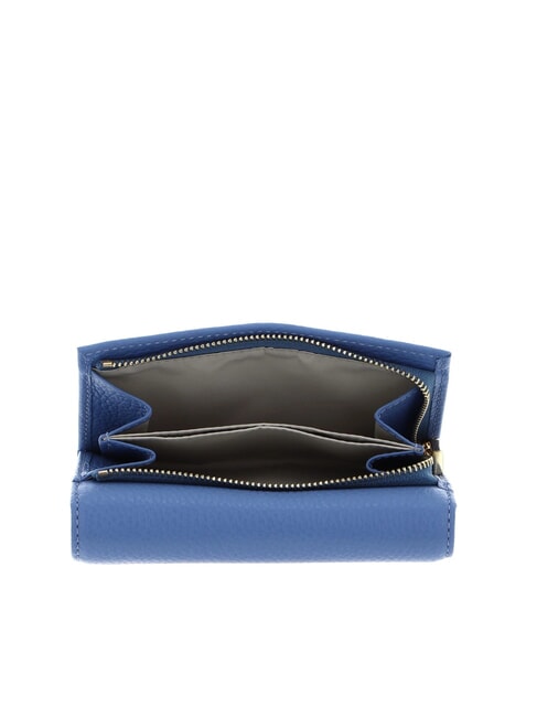 METALLIC SOFT Bifold-Brieftasche aus geh&auml;mmertem Leder Blau - Brieftaschen Damen