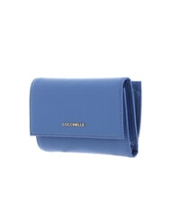 COCCINELLE METALLIC SOFT Bifold-Brieftasche aus geh&auml;mmertem Leder Blau - Brieftaschen Damen - 4