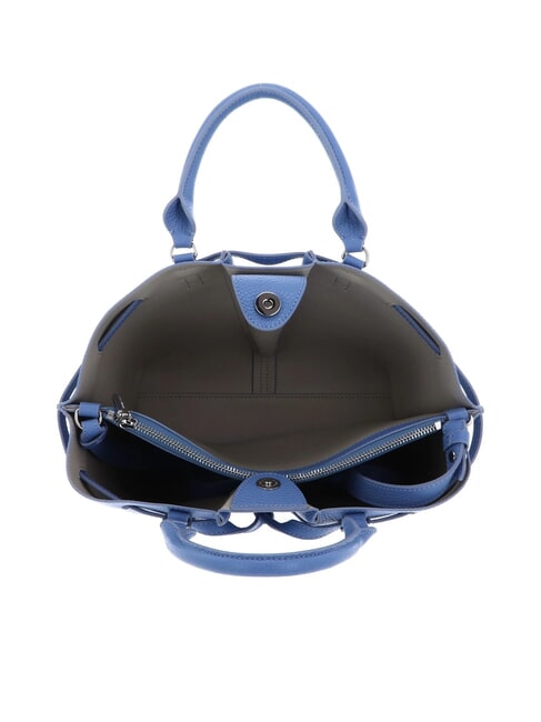 FLORES Kleine Tragetasche aus geh&auml;mmertem Leder Blau - Damentaschen