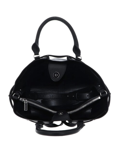 FLORES Mittelgro&szlig;e Tote Bag aus geh&auml;mmertem Leder Schwarz - Damentaschen