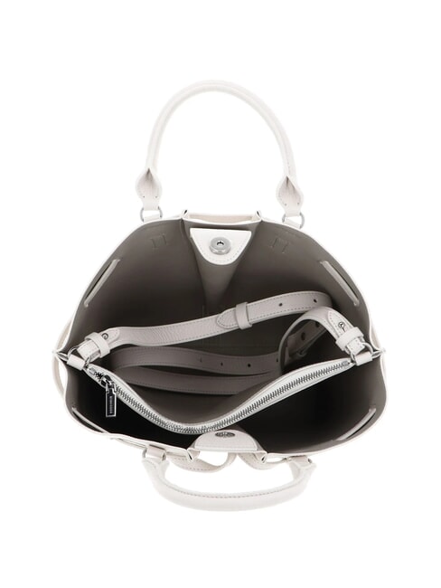 FLORES Kleine Tragetasche aus geh&auml;mmertem Leder Wei&szlig; - Damentaschen