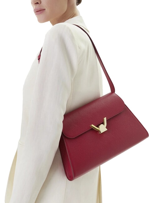 DEW Mittelgroße Umhängetasche aus gehämmertem Leder Sangria - Damentaschen