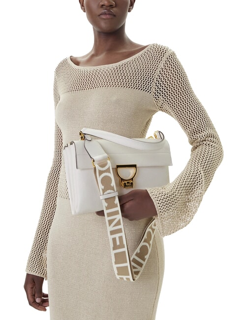 ARLETTIS SIGNATURE Ledertasche mit Logo-Schultergurt Weiß - Damentaschen