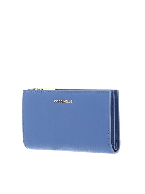 METALLIC SOFT Mittelgro&szlig;e Brieftasche aus geh&auml;mmertem Leder Blau - Brieftaschen Damen