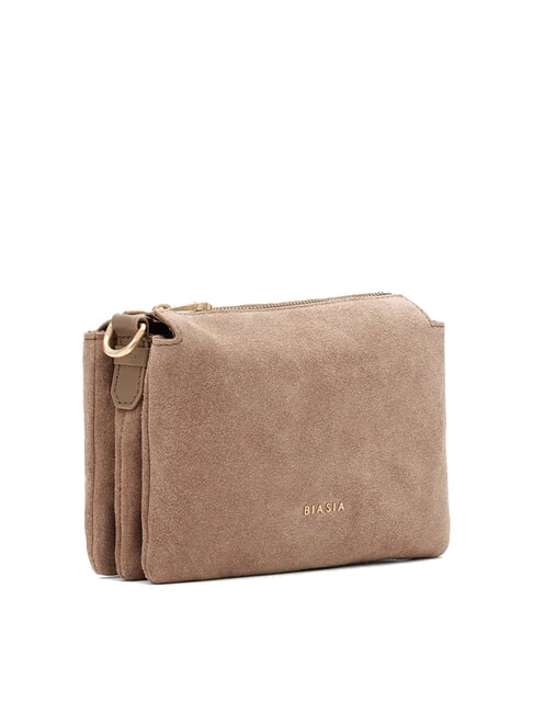 FEATHER SMALL Kleine Umh&auml;ngetasche aus Wildleder taupe - Damentaschen