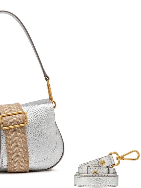 HELENA ROUND Ledertasche mit doppeltem Schultergurt Silber- - Damentaschen