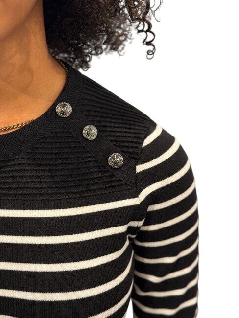 HELEN Pullover schwarz-cremefarbene Streifen - Damenpullover