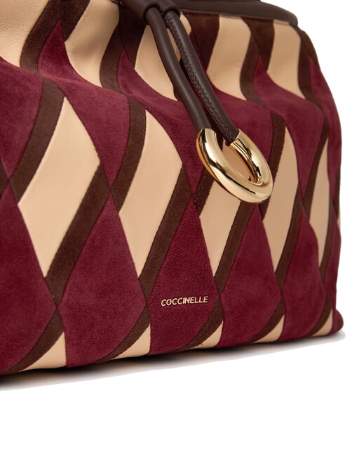 LISBET GEOMETRIC PATCH Lederhandtasche mit Schultergurt mehrjohannisbeere/braun - Damentaschen