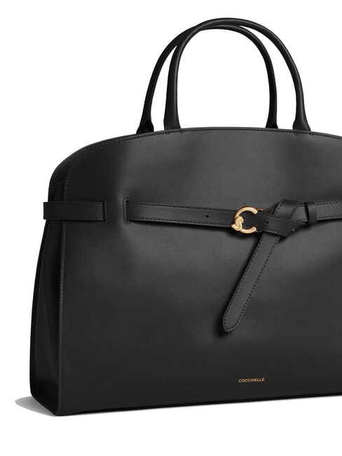 SABINE Lederhandtasche mit Schultergurt Schwarz - Damentaschen