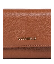 COCCINELLE METALLIC SOFT Bifold-Brieftasche aus gehämmertem Leder Cognac - Brieftaschen Damen - 3