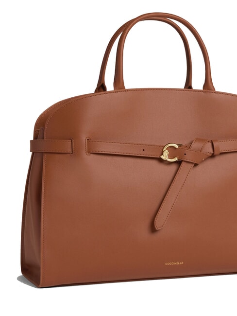SABINE Lederhandtasche mit Schultergurt Cognac - Damentaschen