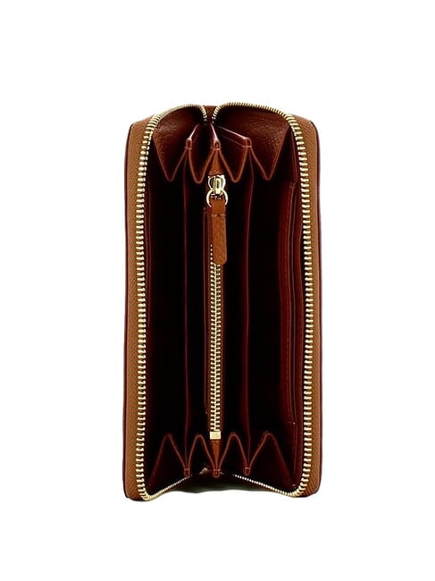 METALLIC SOFT Geldbörse aus strukturiertem Leder mit Reißverschluss Cognac - Brieftaschen Damen