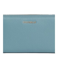 COCCINELLE METALLIC SOFT Geldbörse aus strukturiertem Leder mit Reißverschluss arktisches Blau - Brieftaschen Damen - 3